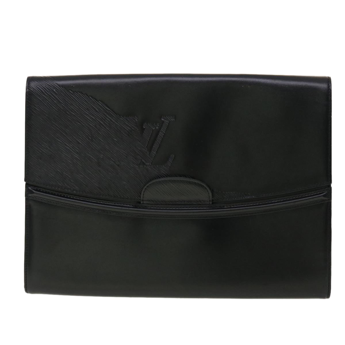 LOUIS VUITTON Opera line Aegean Clutch Bag Leather Black M63962 LV Auth 40428