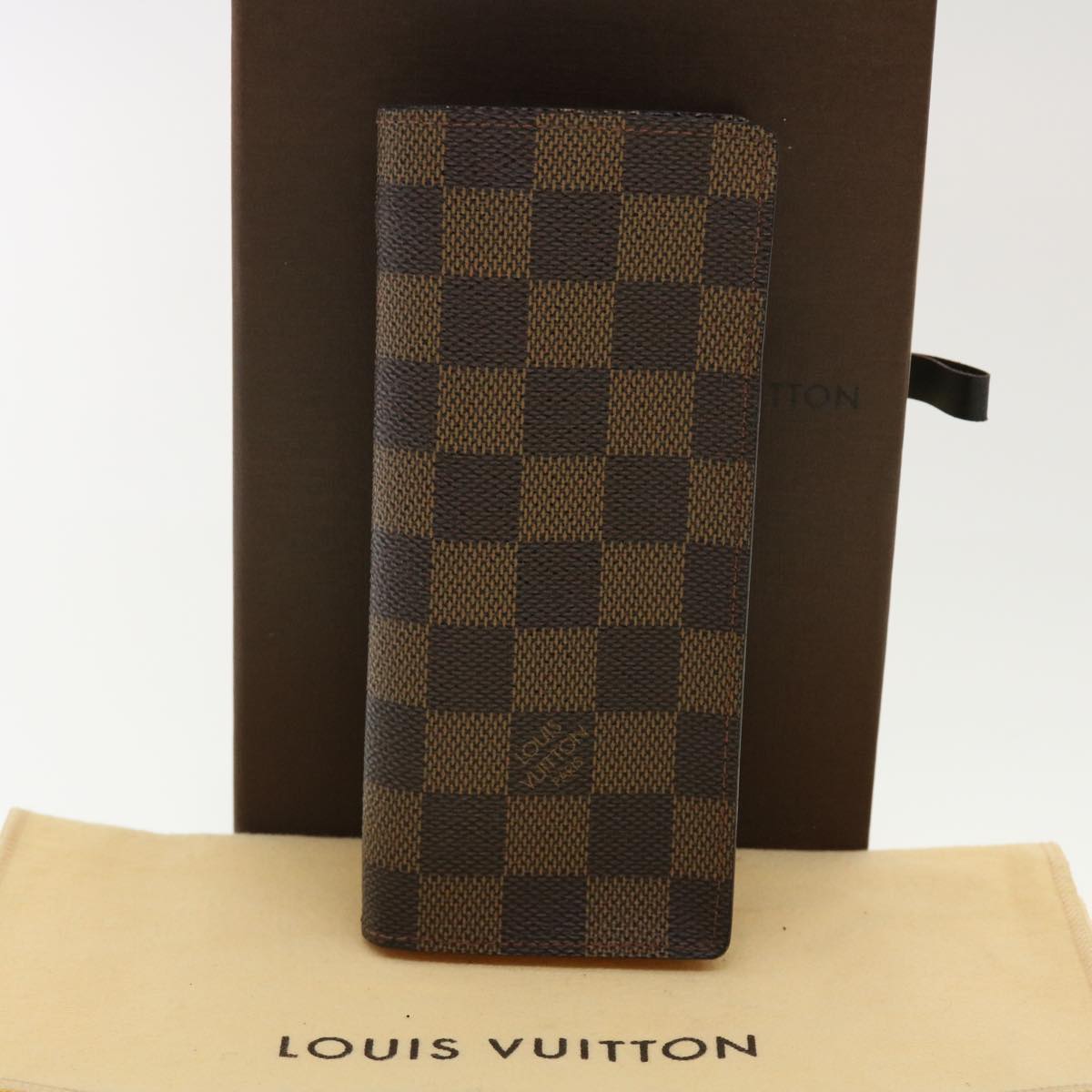 LOUIS VUITTON Damier Ebene Etui Lunettes Simple Glasses Case N62964 Auth 40429