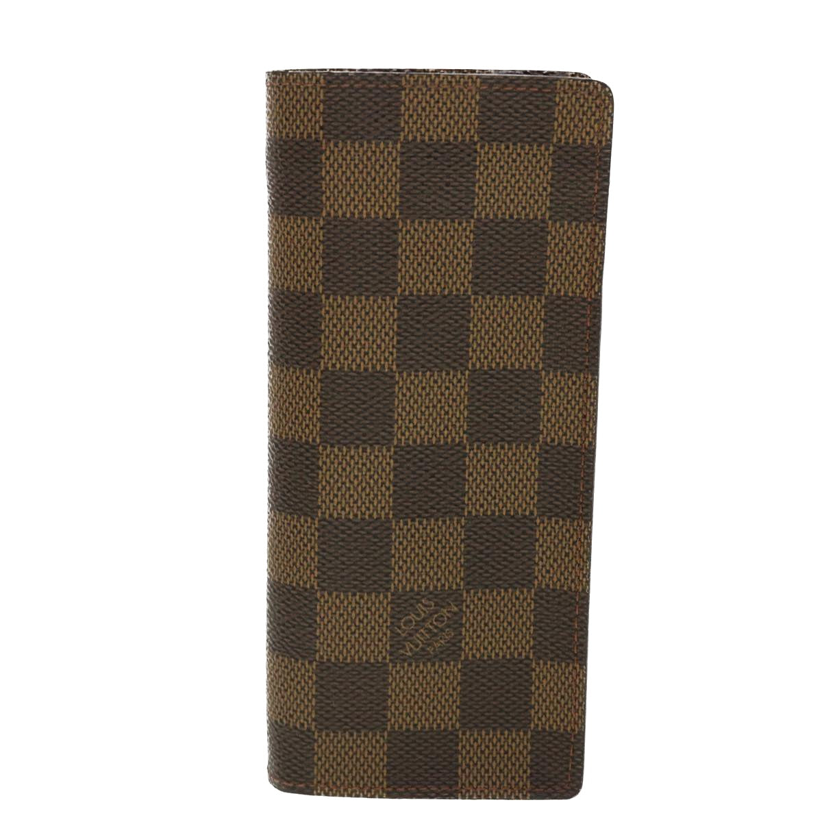 LOUIS VUITTON Damier Ebene Etui Lunettes Simple Glasses Case N62964 Auth 40429