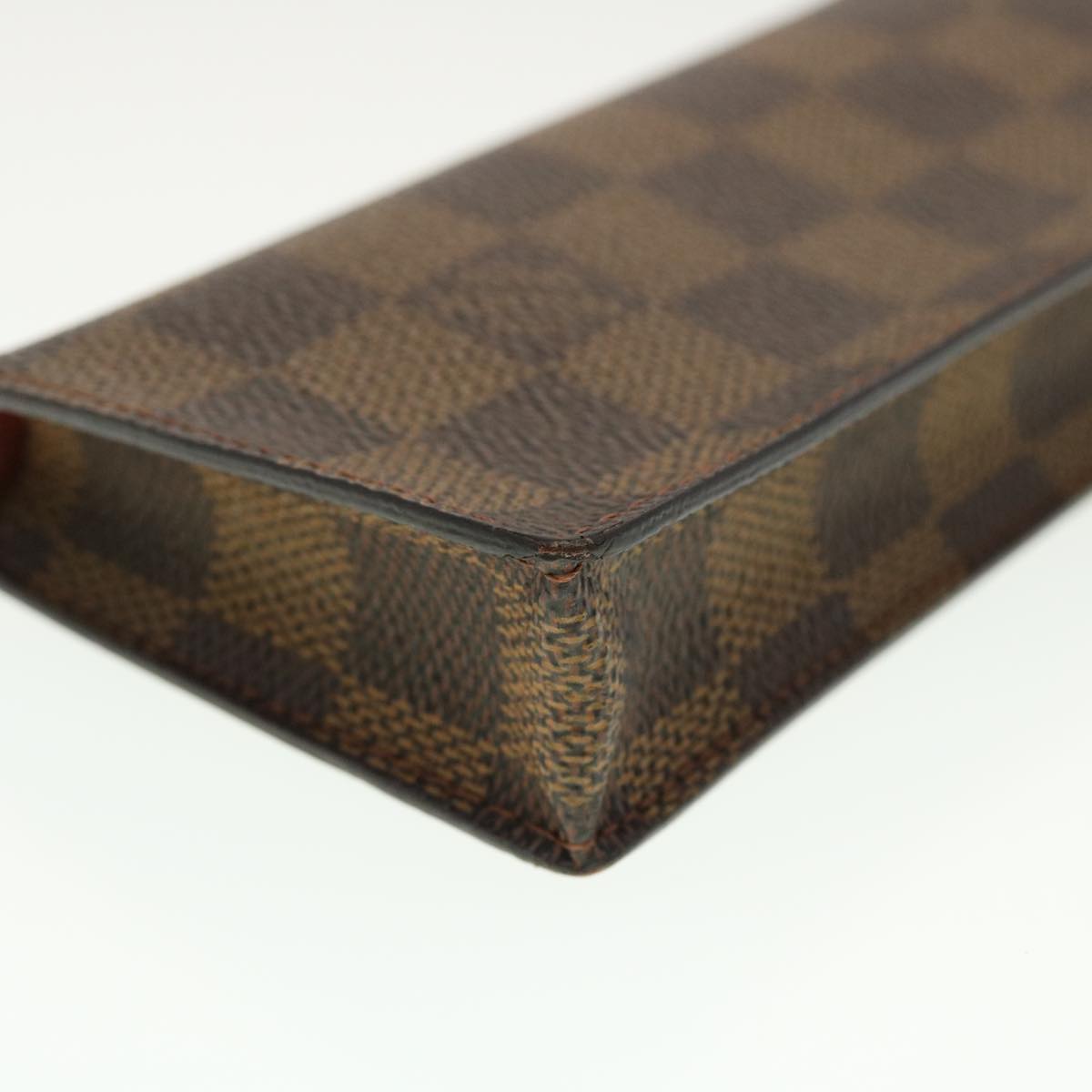 LOUIS VUITTON Damier Ebene Etui Lunettes Simple Glasses Case N62964 Auth 40429