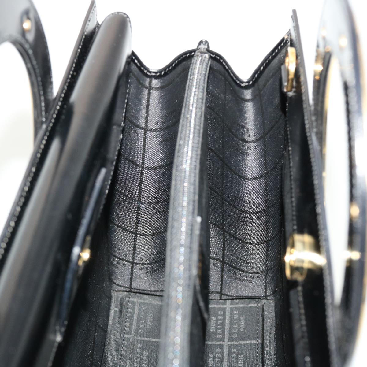 CELINE Hand Bag Leather 2way Black Auth 40458A