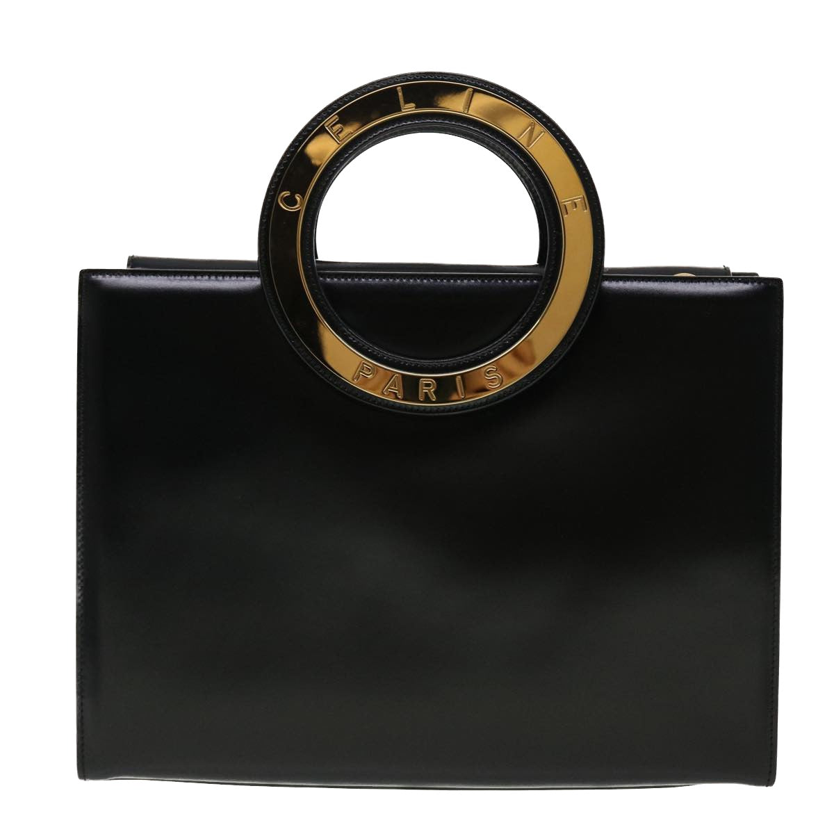 CELINE Hand Bag Leather 2way Black Auth 40458A - 0
