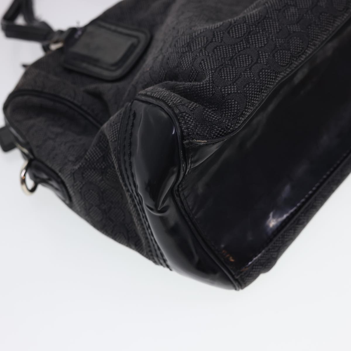 Coach Signature Canvas Hand Bag Nylon 3Set Light Blue Black Auth 40486