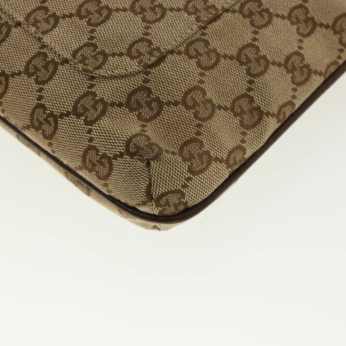 GUCCI GG Canvas Shoulder Bag Beige Dark Brown 122793 Auth 40529