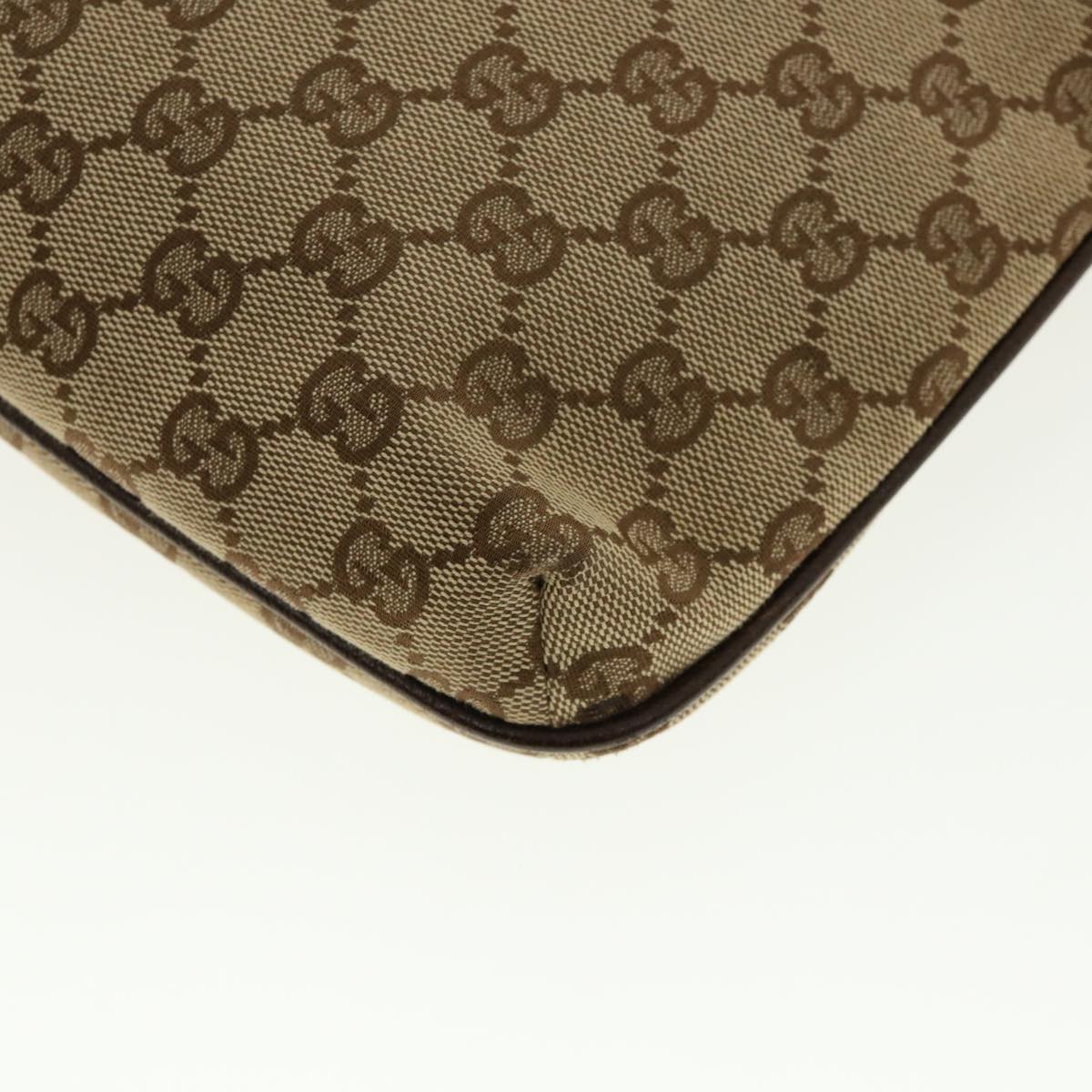 GUCCI GG Canvas Shoulder Bag Beige Dark Brown 122793 Auth 40529