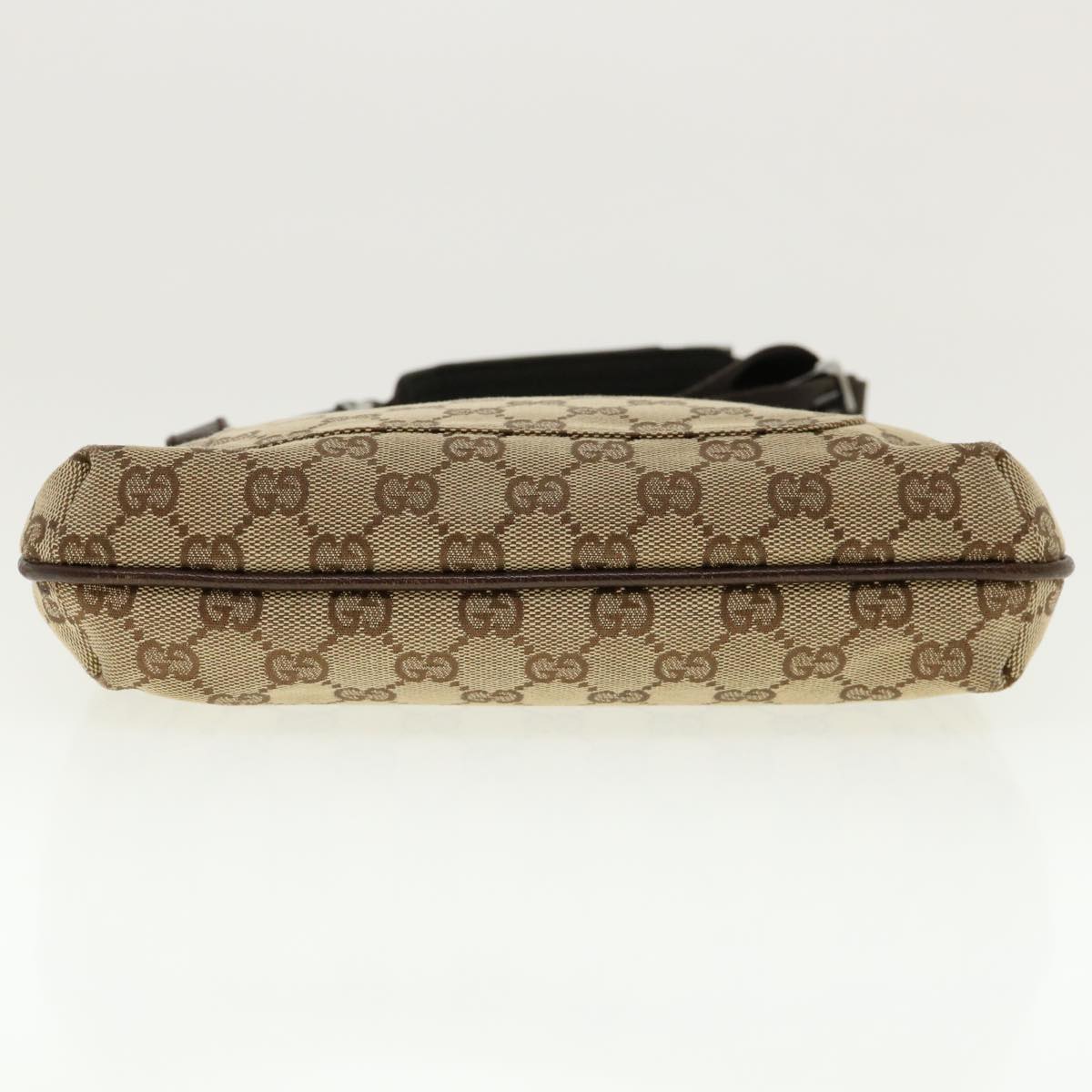 GUCCI GG Canvas Shoulder Bag Beige Dark Brown 122793 Auth 40529