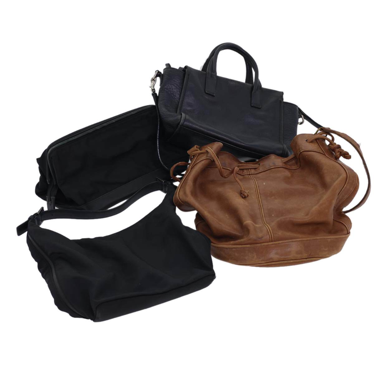 Coach Pouch Shoulder Bag Leather 4Set Brown Black Auth 40542