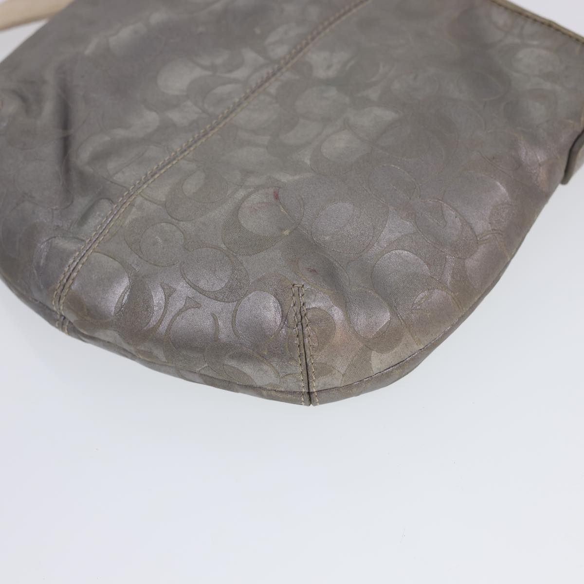 Coach Signature Canvas Shoulder Bag Nylon 3Set Brown Silver black Auth 40546