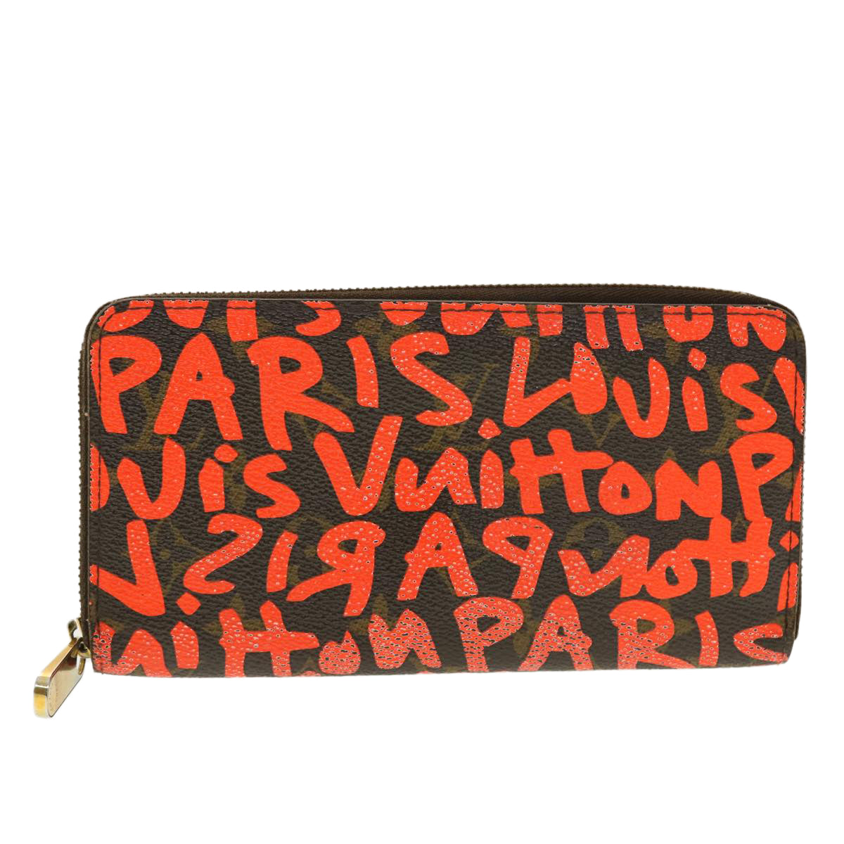 LOUIS VUITTON Monogram graffiti Zippy Wallet Long Orange M93711 LV Auth 40567