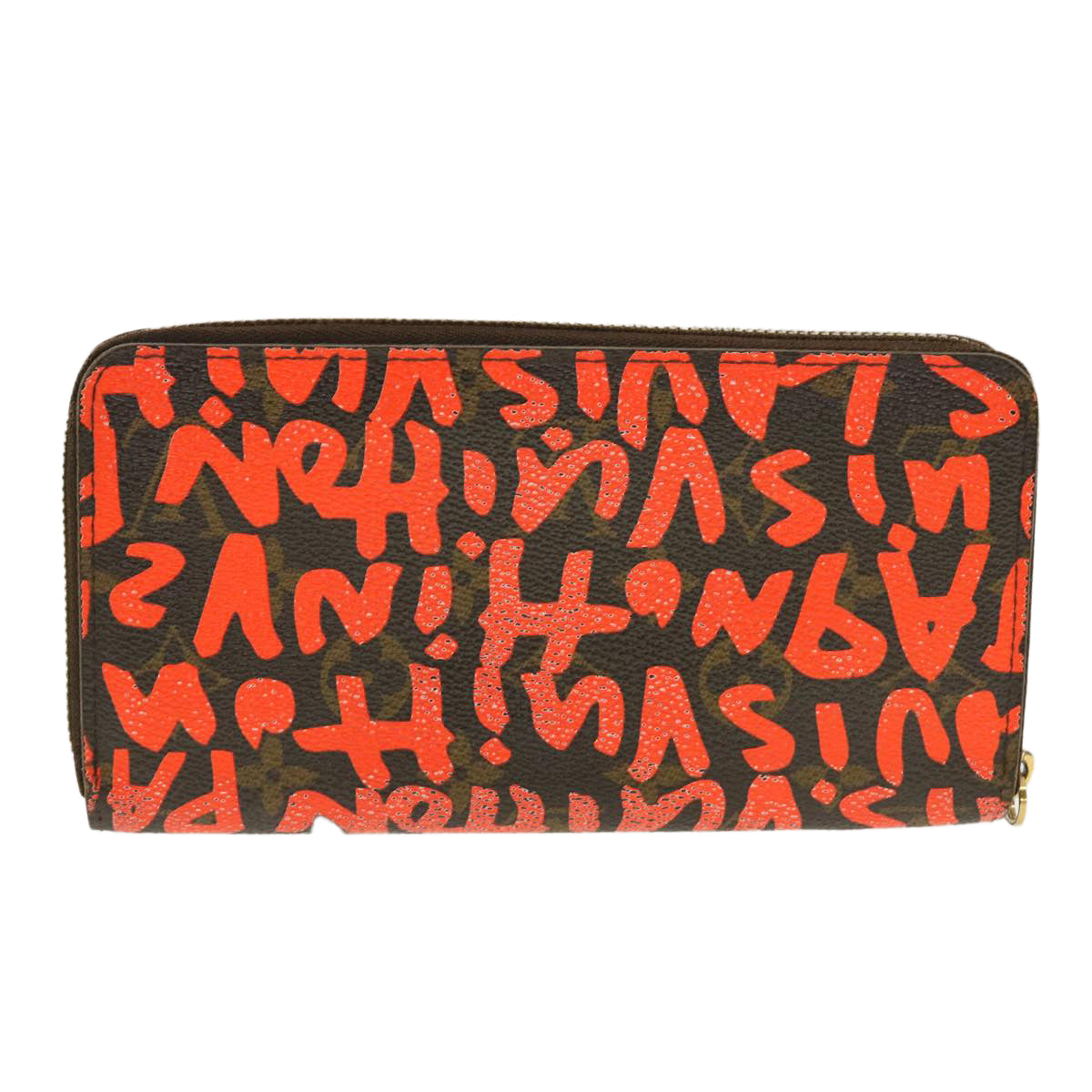 LOUIS VUITTON Monogram graffiti Zippy Wallet Long Orange M93711 LV Auth 40567 - 0