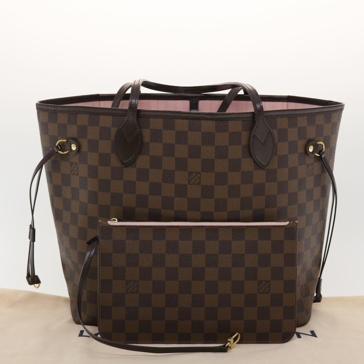 LOUIS VUITTON Damier Ebene Neverfull MM Tote Bag N51105 LV Auth 40600