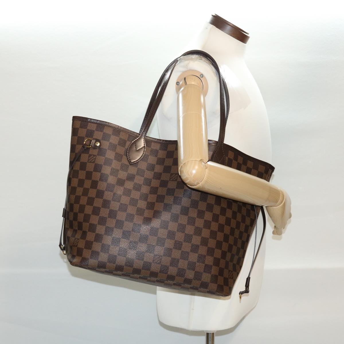 LOUIS VUITTON Damier Ebene Neverfull MM Tote Bag N51105 LV Auth 40600