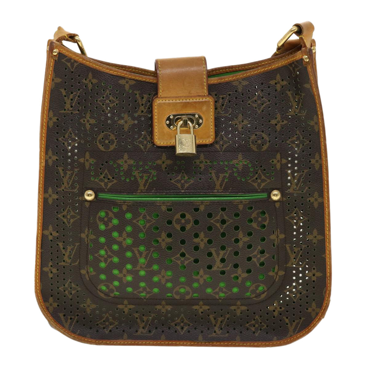 LOUIS VUITTON Monogram Perfo Musette Shoulder Bag Green M95173 LV Auth 40621