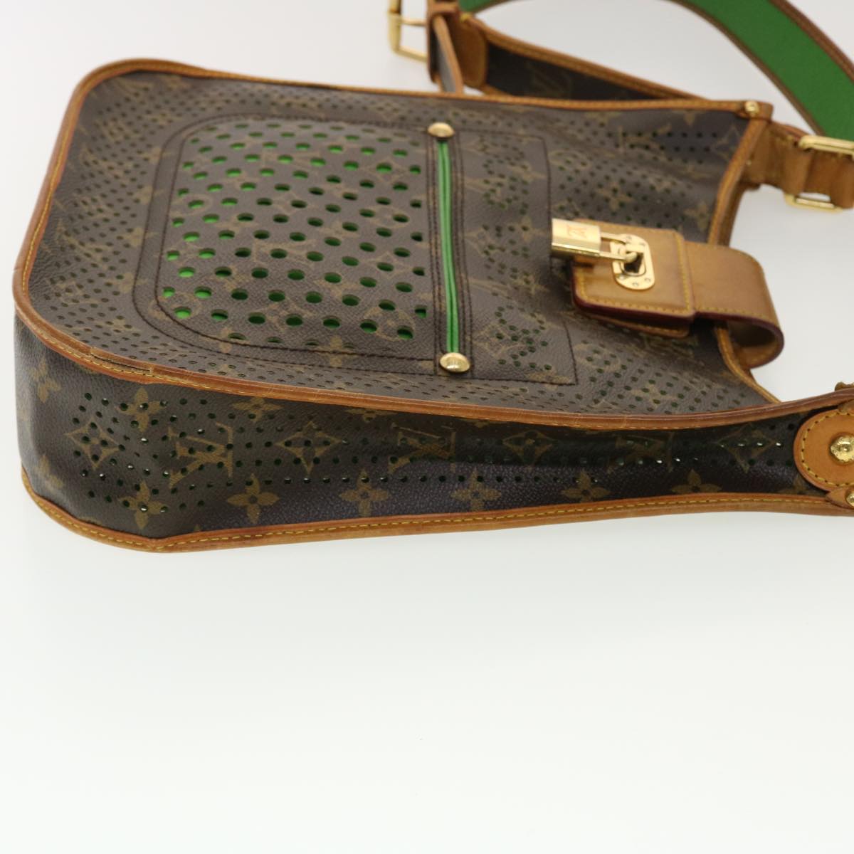 LOUIS VUITTON Monogram Perfo Musette Shoulder Bag Green M95173 LV Auth 40621