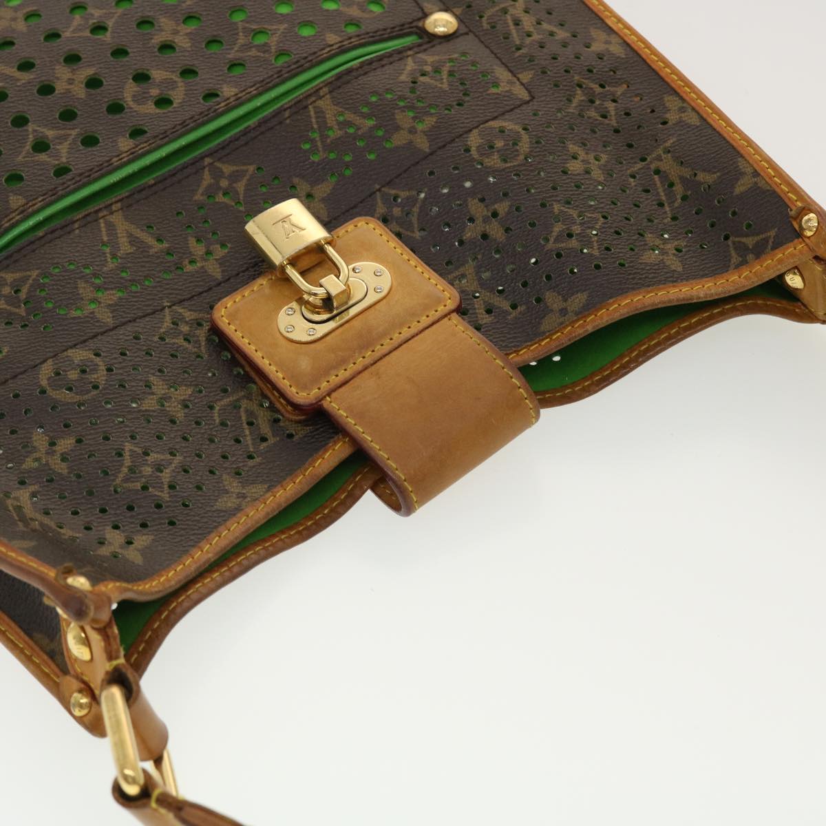 LOUIS VUITTON Monogram Perfo Musette Shoulder Bag Green M95173 LV Auth 40621