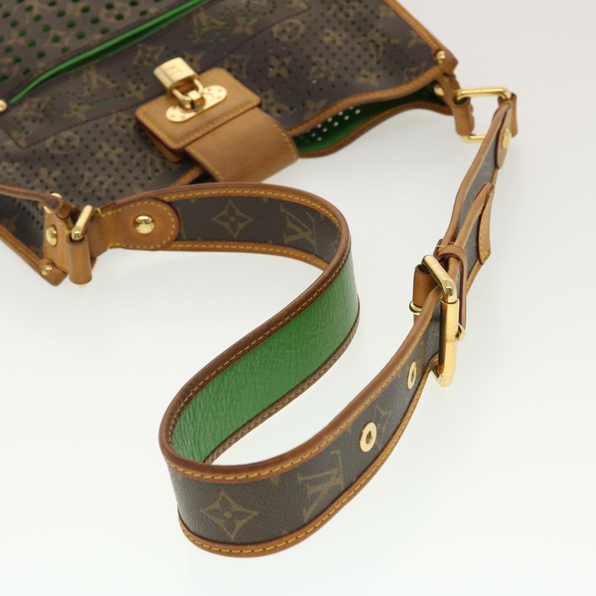 LOUIS VUITTON Monogram Perfo Musette Shoulder Bag Green M95173 LV Auth 40621