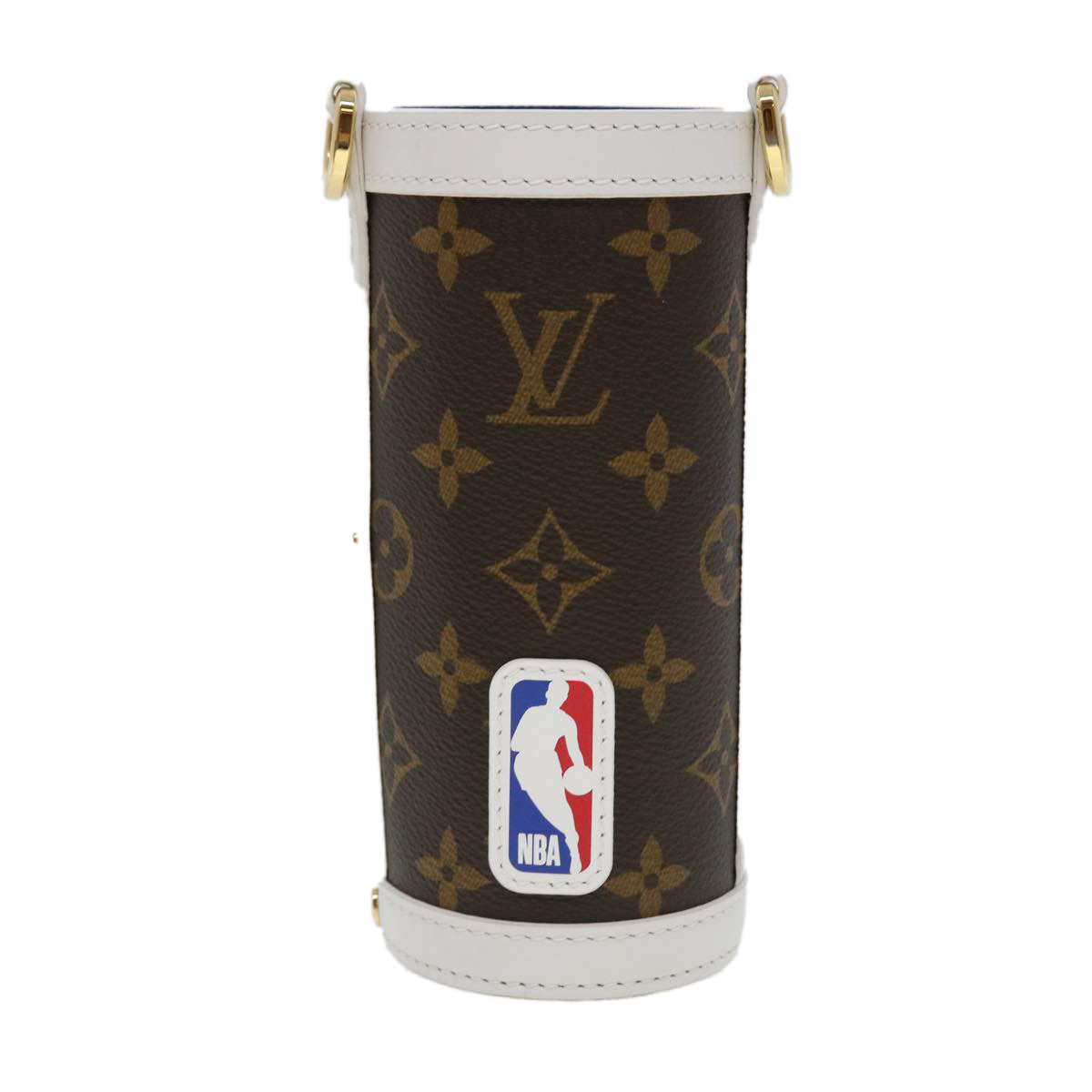 LOUIS VUITTON Monogram NBA FLASK HOLDER Water Bottle Blue Red GI0565 Auth 40703A