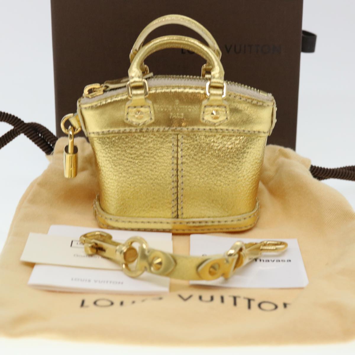 LOUIS VUITTON Mini Lockit Bag Charm Suhari Gold LV Auth 40704A