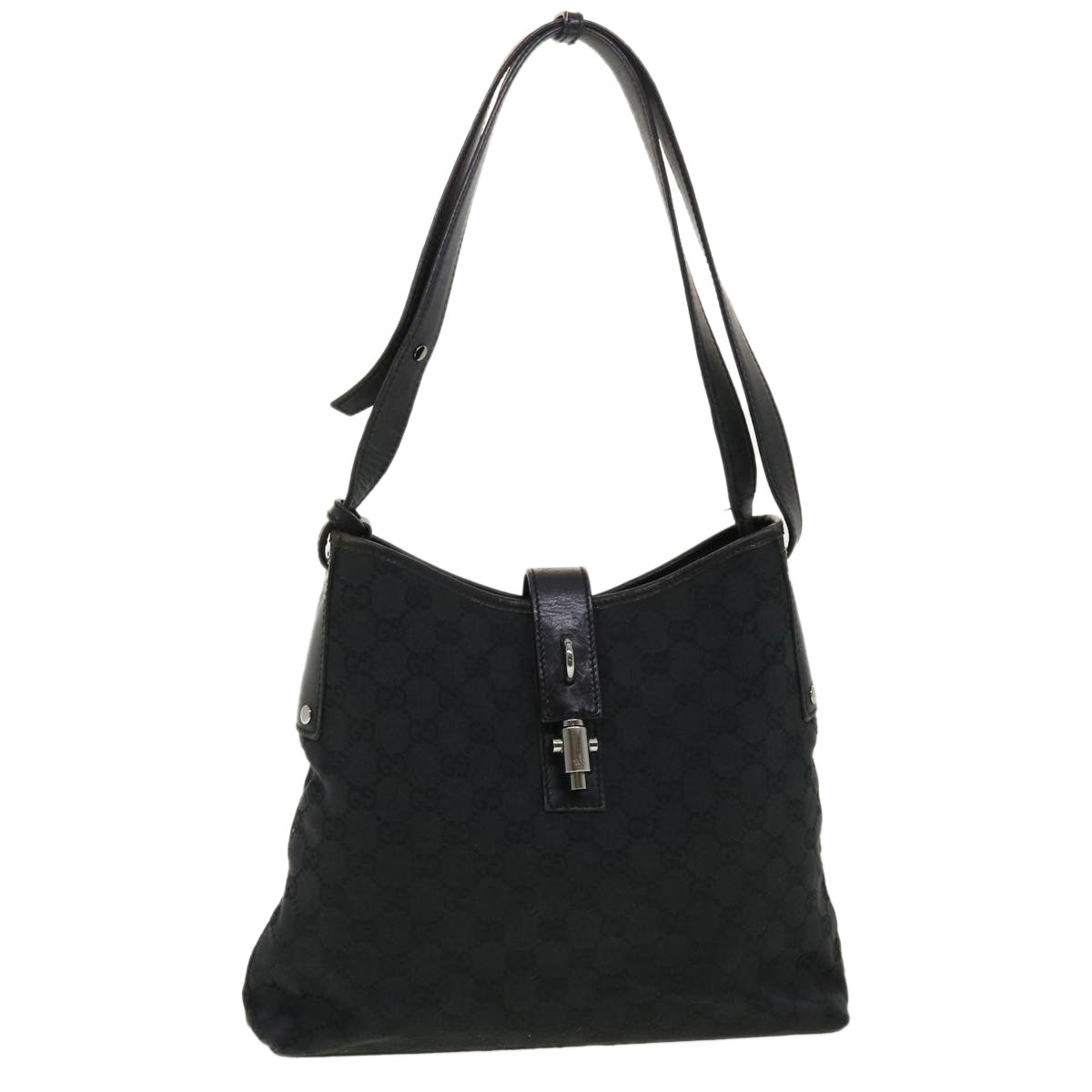 GUCCI GG Canvas Jackie Shoulder Bag Black 110291 Auth 40755