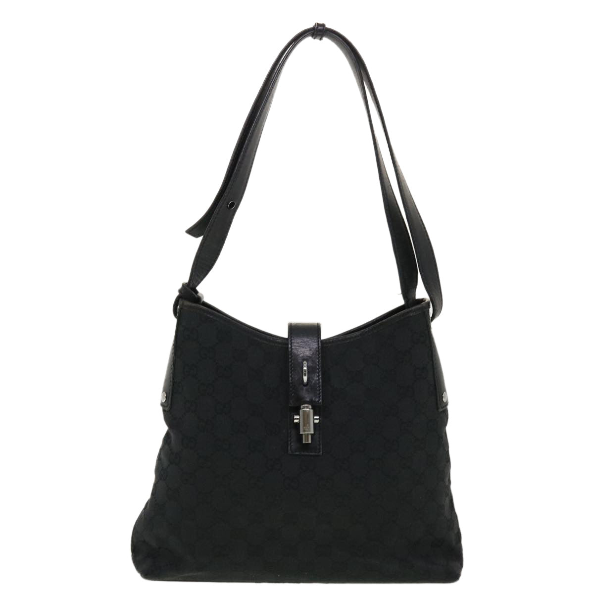 GUCCI GG Canvas Jackie Shoulder Bag Black 110291 Auth 40755