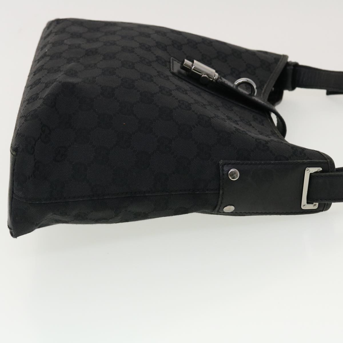 GUCCI GG Canvas Jackie Shoulder Bag Black 110291 Auth 40755