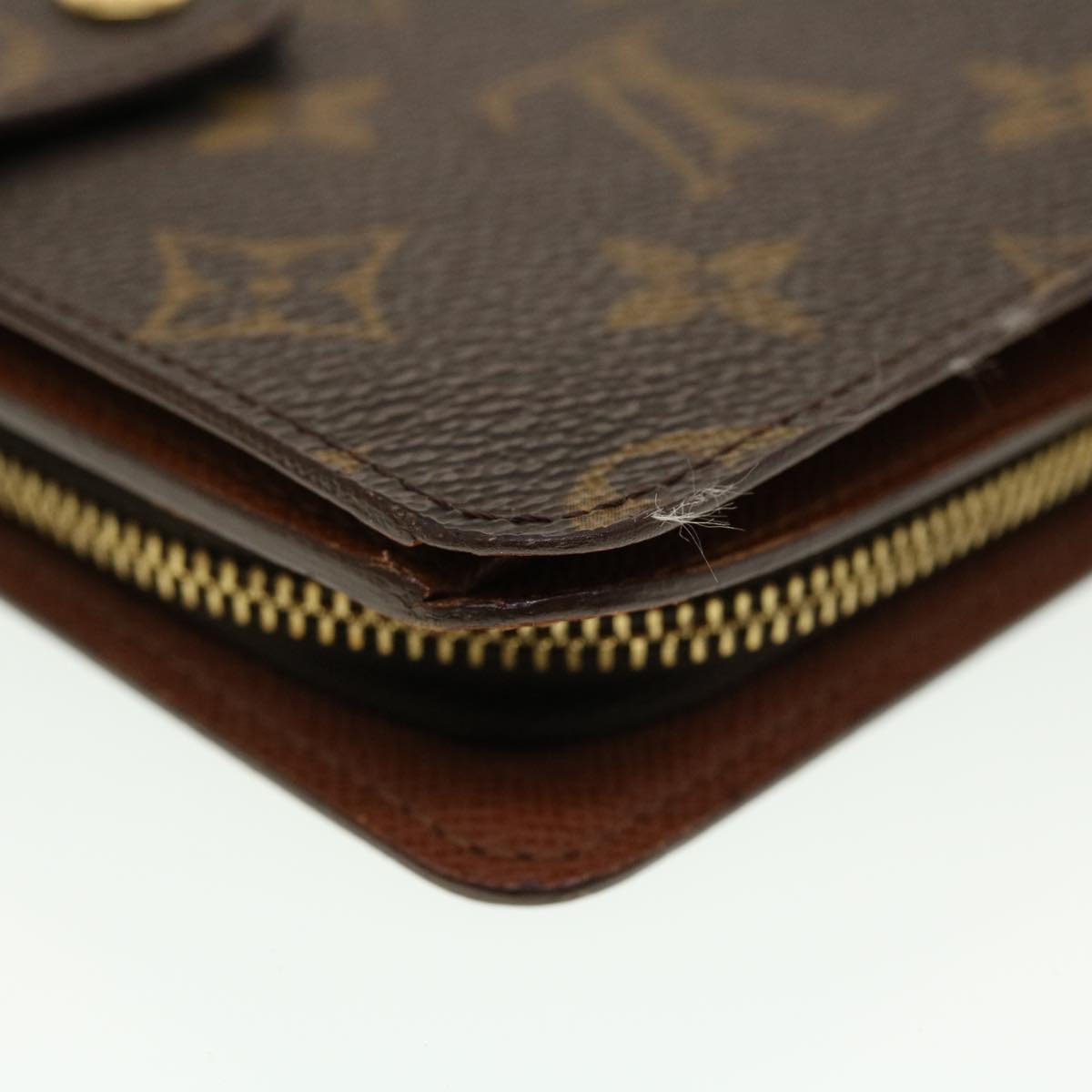 LOUIS VUITTON Monogram Porte Papier Zip Wallet M61207 LV Auth 40786