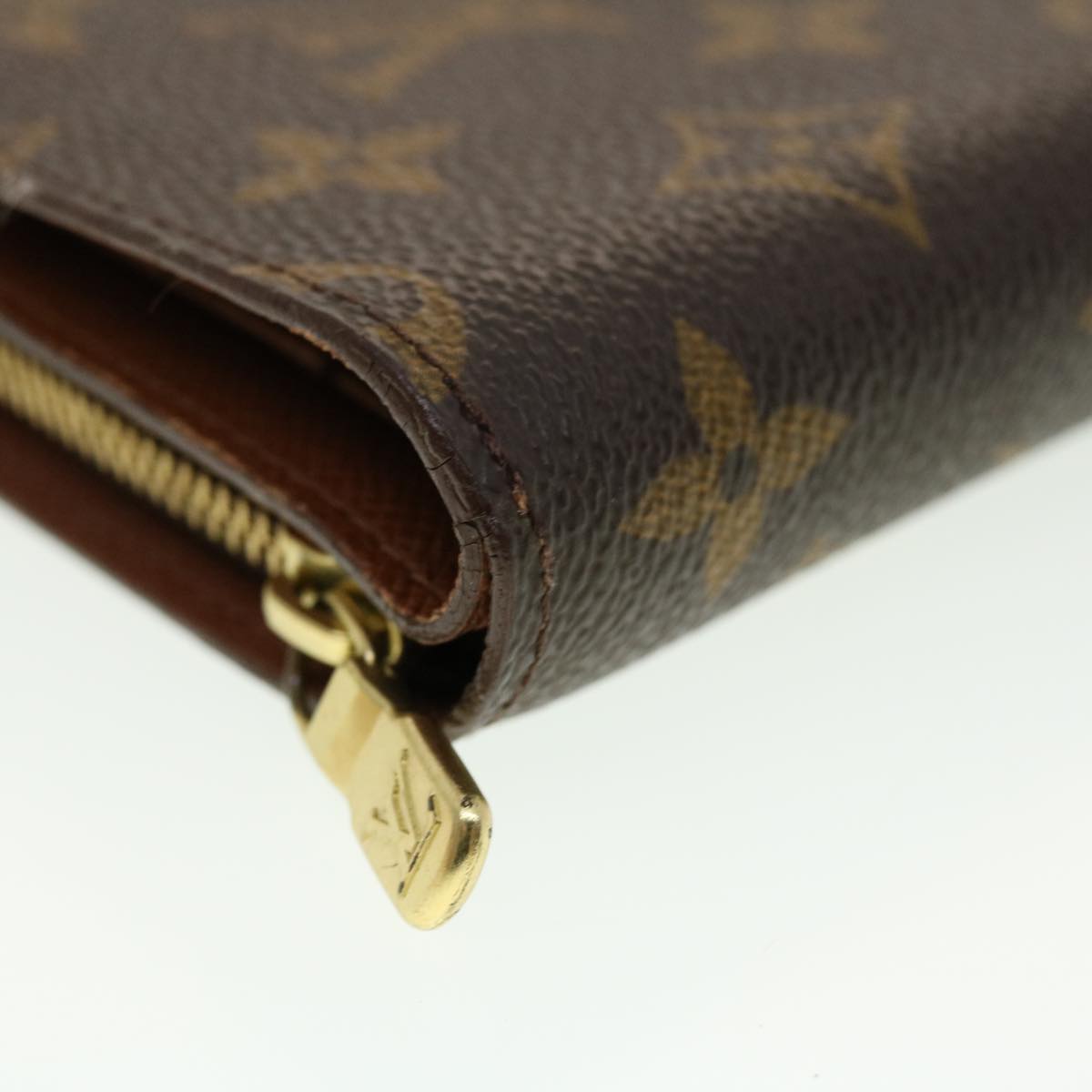 LOUIS VUITTON Monogram Porte Papier Zip Wallet M61207 LV Auth 40786