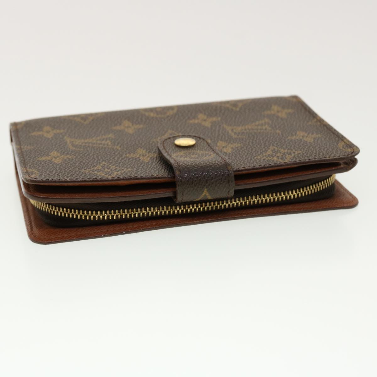 LOUIS VUITTON Monogram Porte Papier Zip Wallet M61207 LV Auth 40786