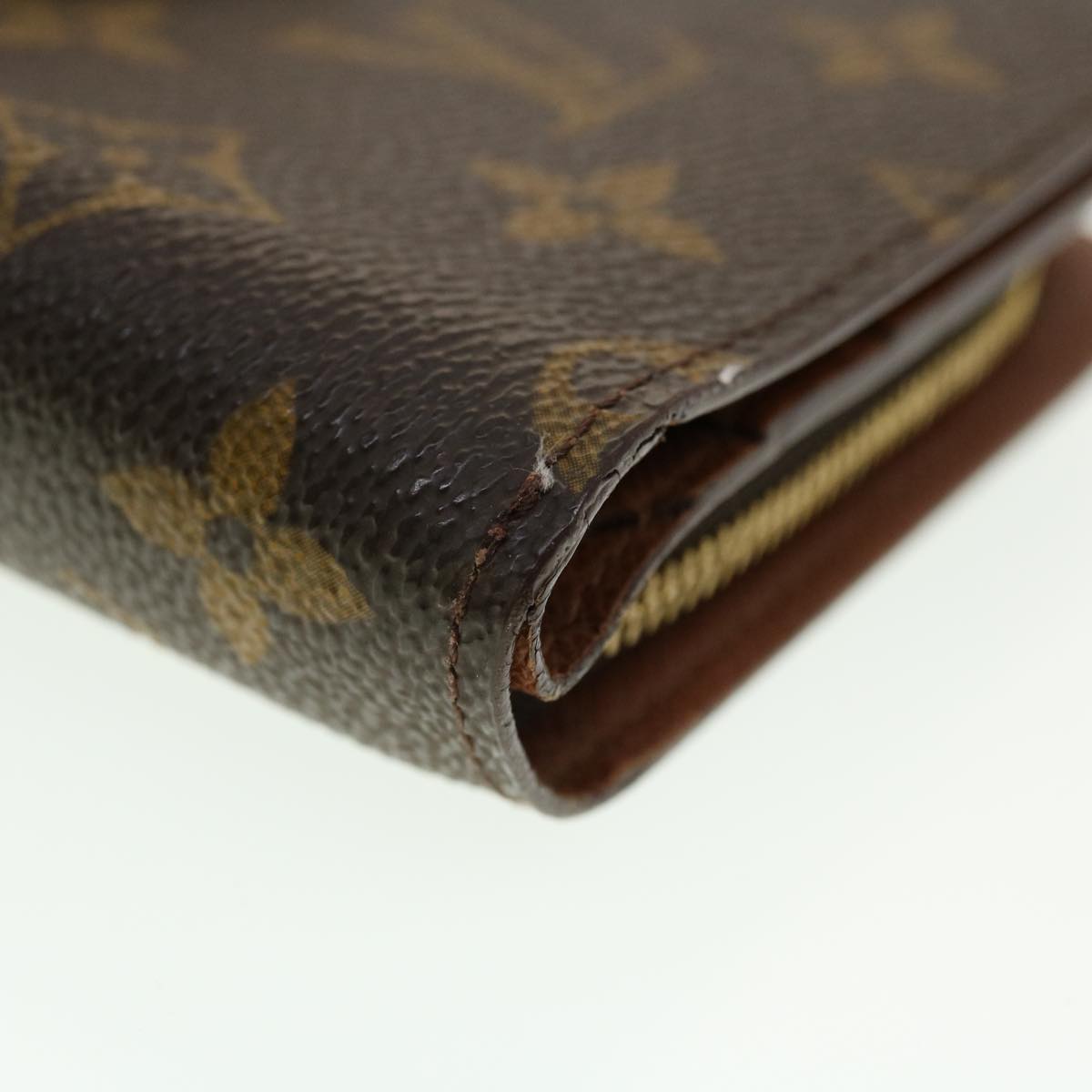 LOUIS VUITTON Monogram Porte Papier Zip Wallet M61207 LV Auth 40786