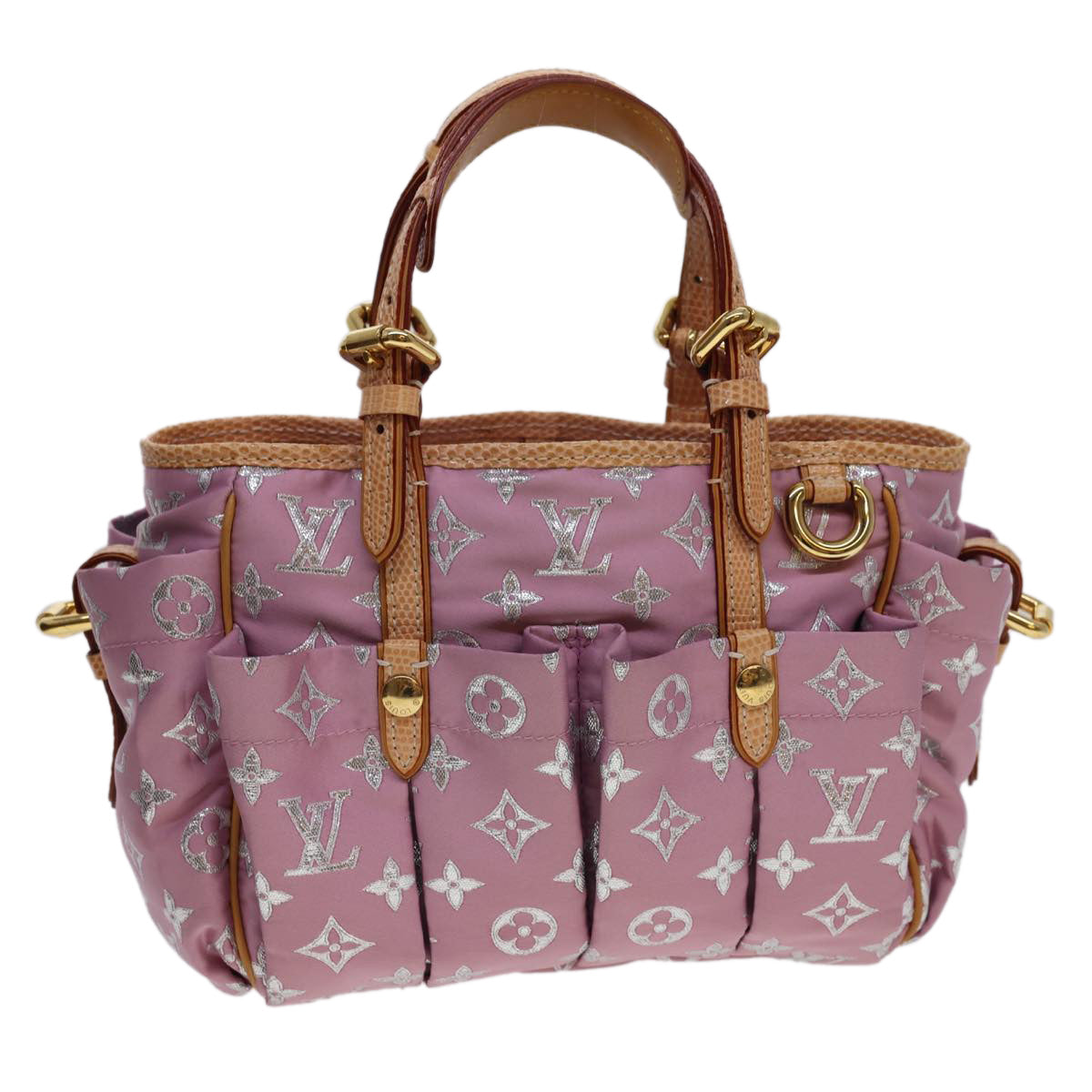 LOUIS VUITTON Monogram Pastel Glitter Cabas GM Hand Bag Satin Pink Auth 40938A