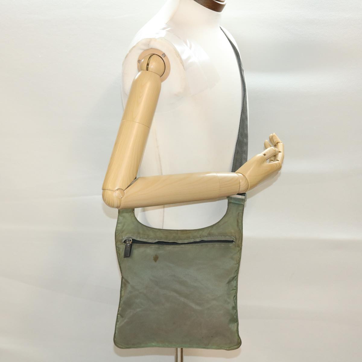 PRADA Shoulder Bag Nylon Khaki Auth 40964