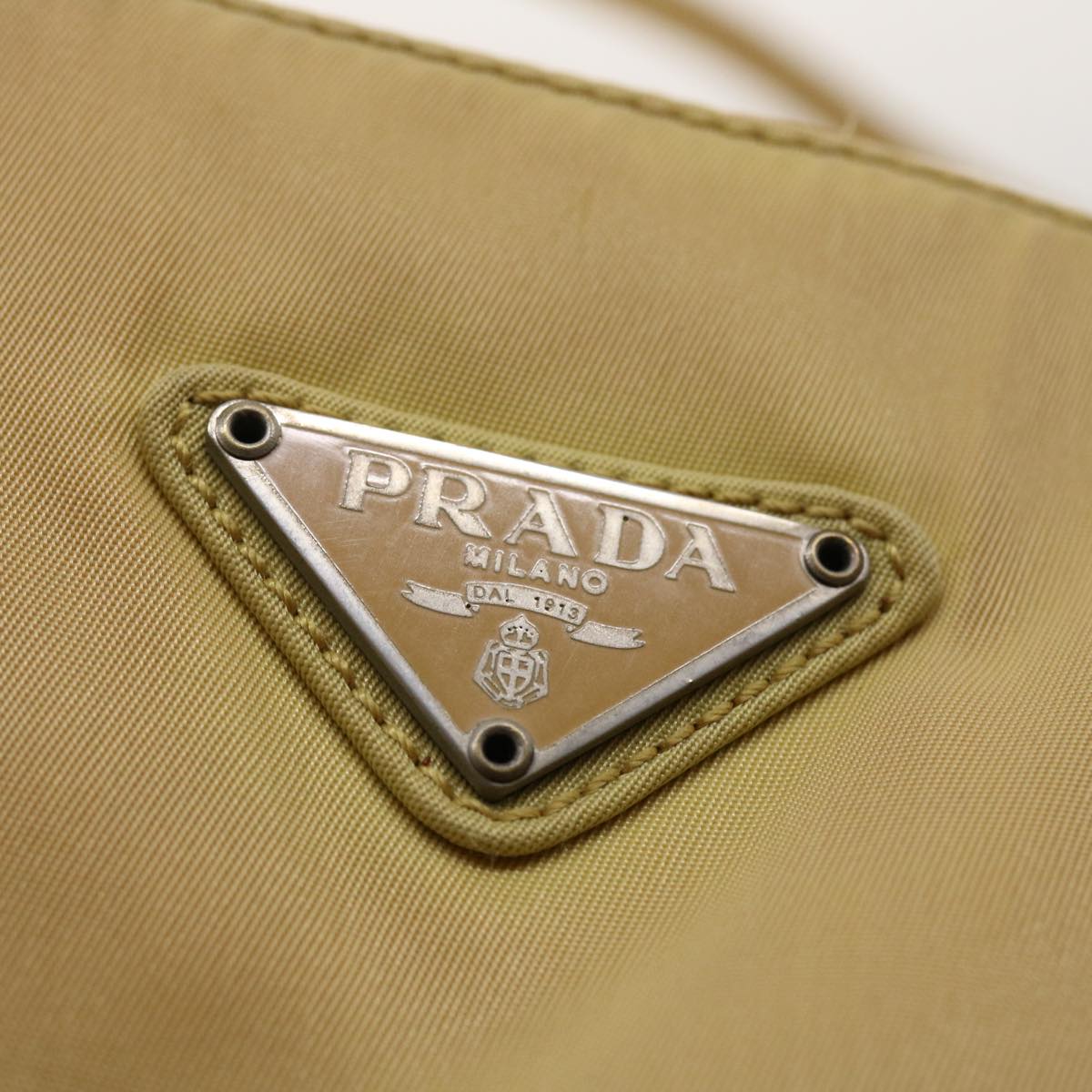 PRADA Shoulder Bag Nylon Beige Auth 40966