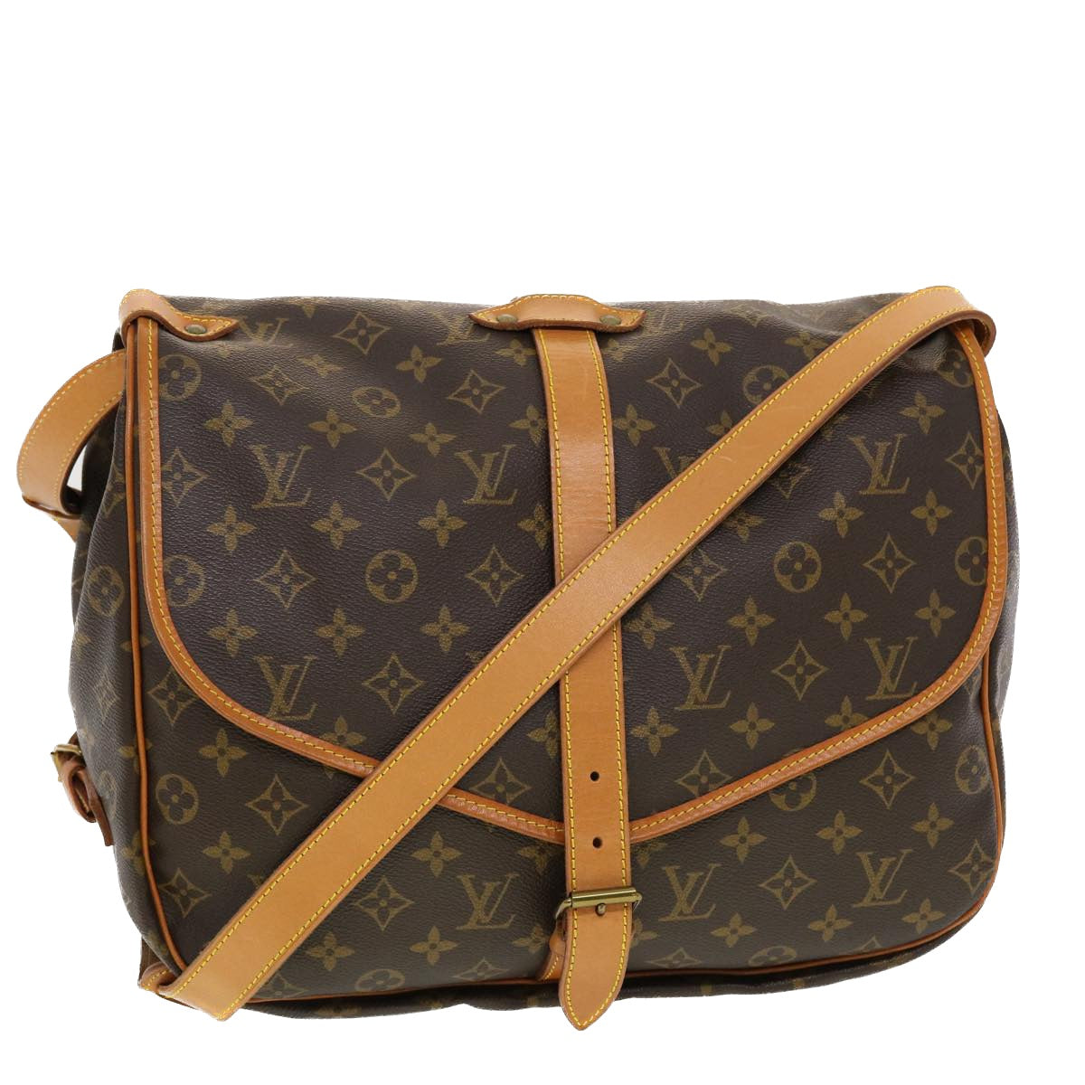 LOUIS VUITTON Monogram Saumur 35 Shoulder Bag M42254 LV Auth 41101