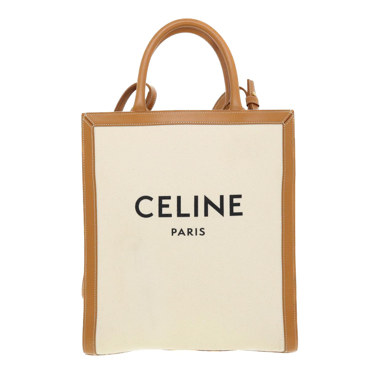 CELINE Small Vertical Cabas Tote Bag Canvas 2way White 192082BNZ.02NT 41168A