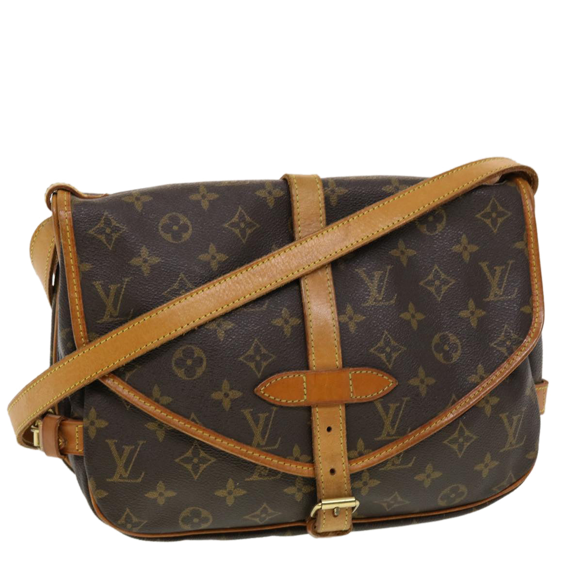 LOUIS VUITTON Monogram Saumur 30 Shoulder Bag M42256 LV Auth 41206