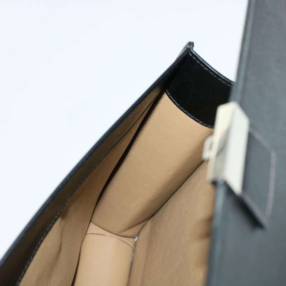 PRADA Business Bag Leather Black Auth 41219