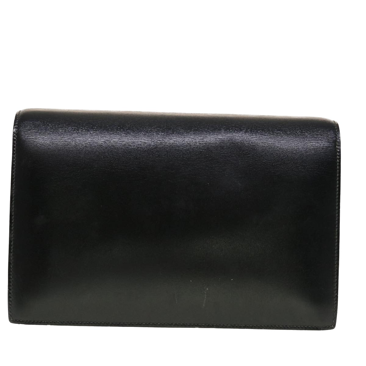 HERMES Shoulder Bag Leather Black Auth 41230