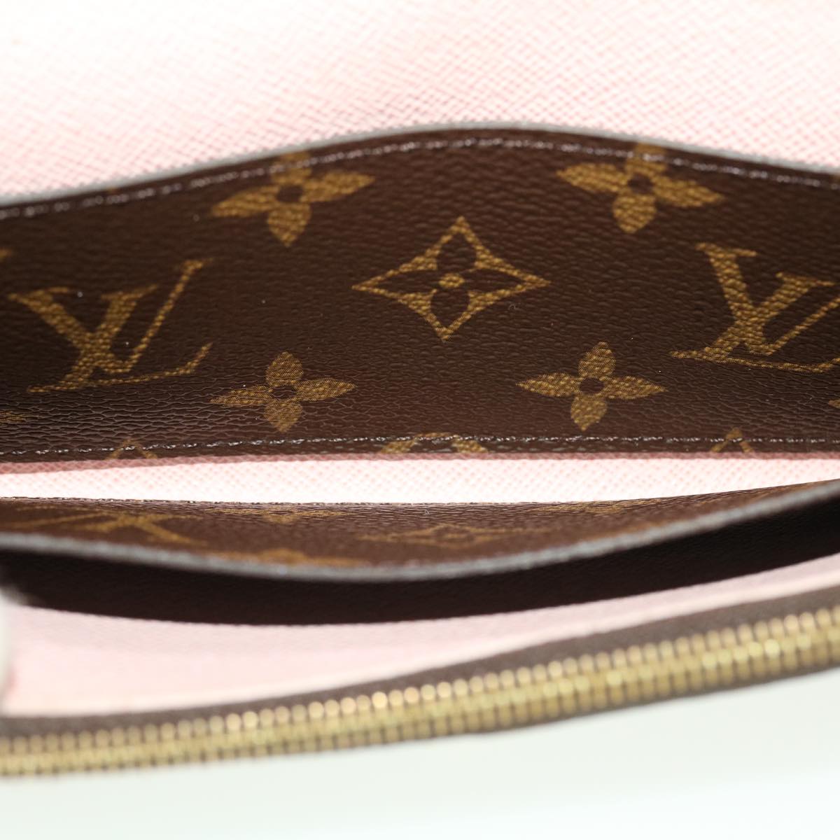 LOUIS VUITTON Monogram Portefeuille Emily Wallet Rose valerine M61289 Auth 41232