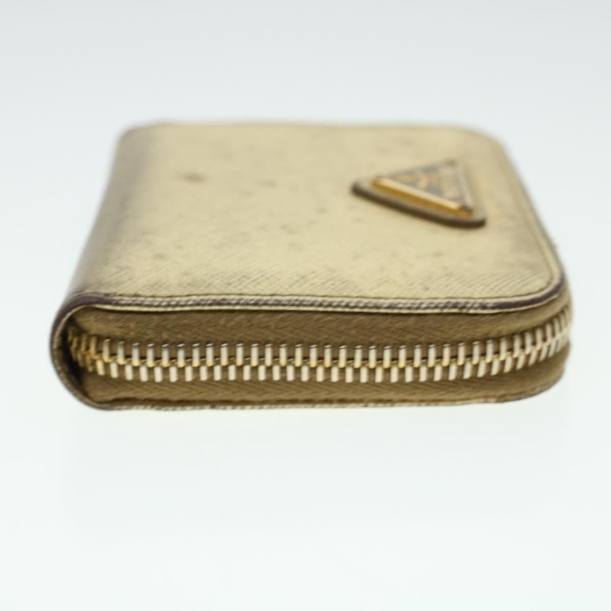 PRADA Coin Purse Leather Gold Auth 41254