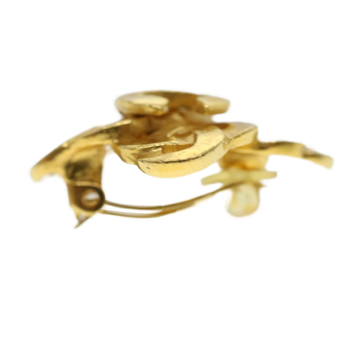 CHANEL Earring Gold Tone CC Auth 41255