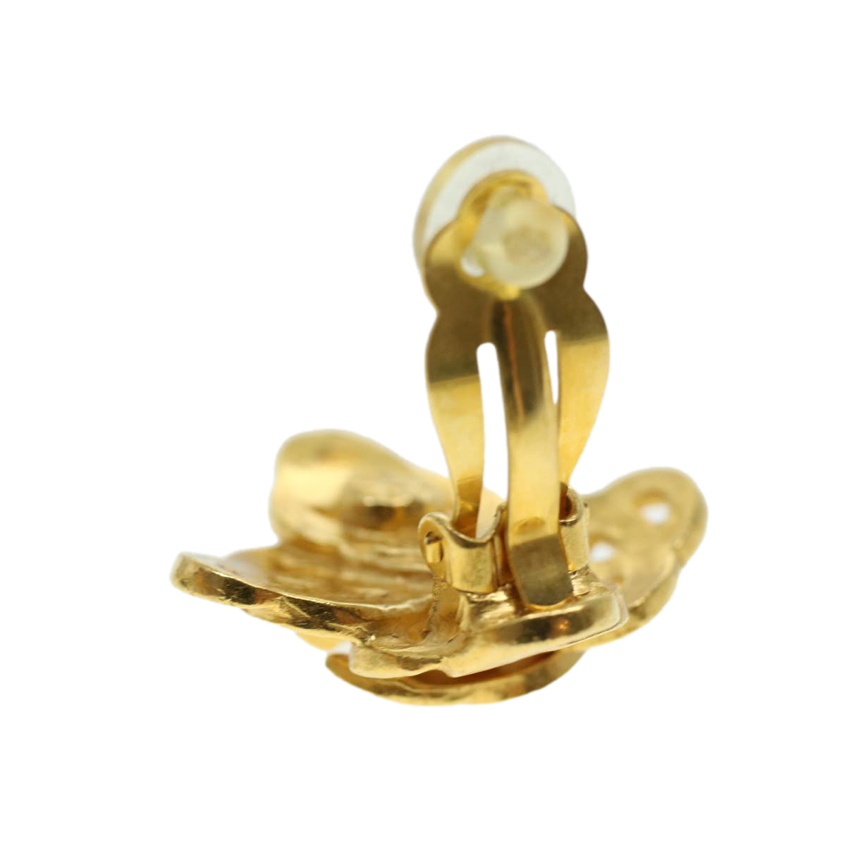 CHANEL Earring Gold Tone CC Auth 41255