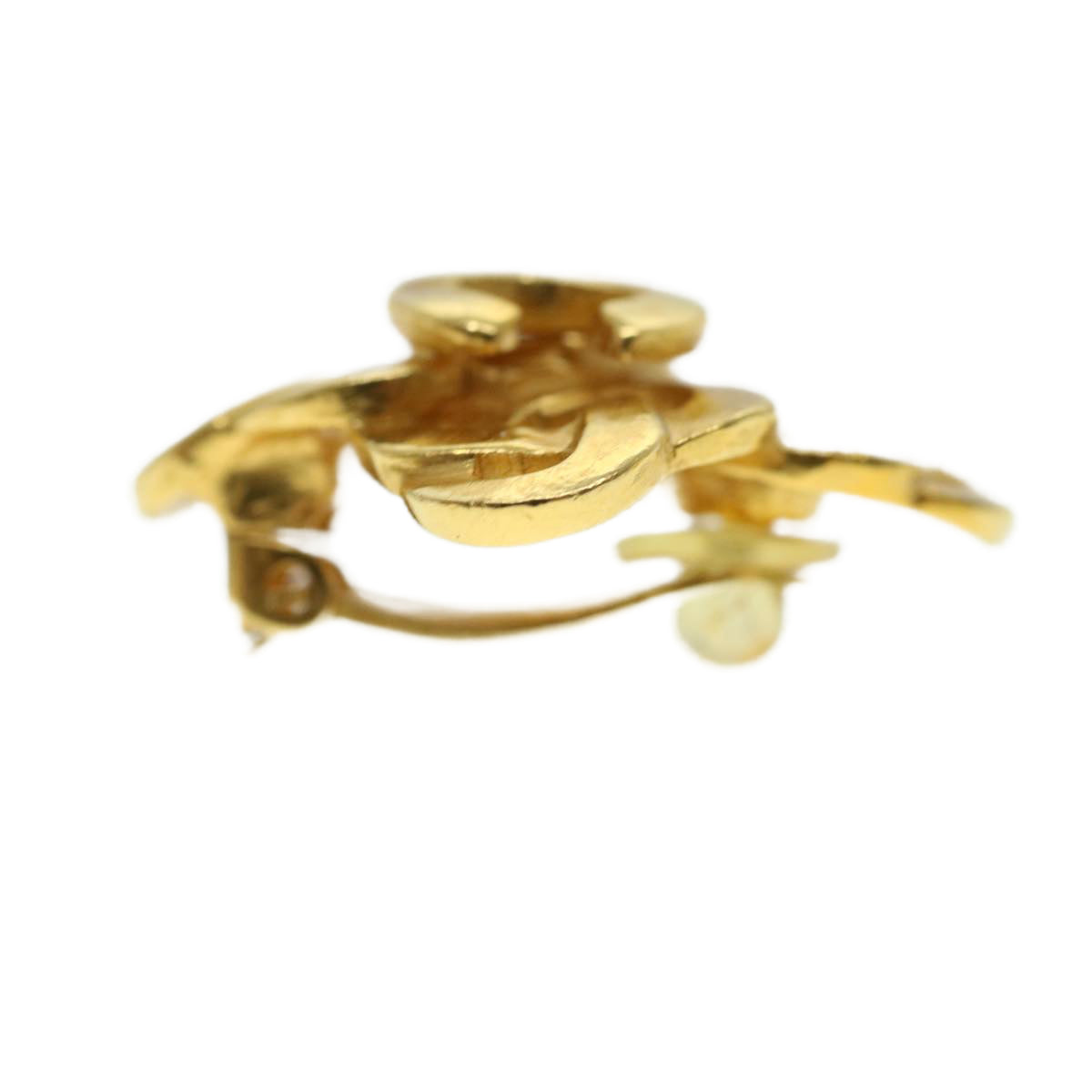 CHANEL Earring Gold Tone CC Auth 41255