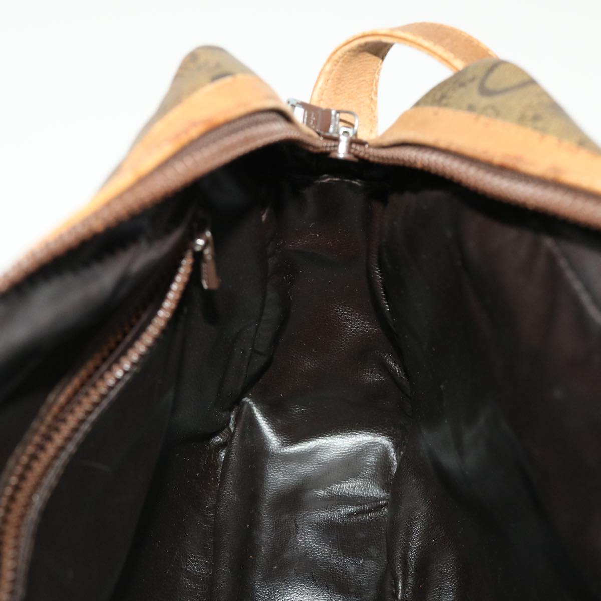 CELINE C Macadam Canvas Shoulder Bag Beige Auth 41264