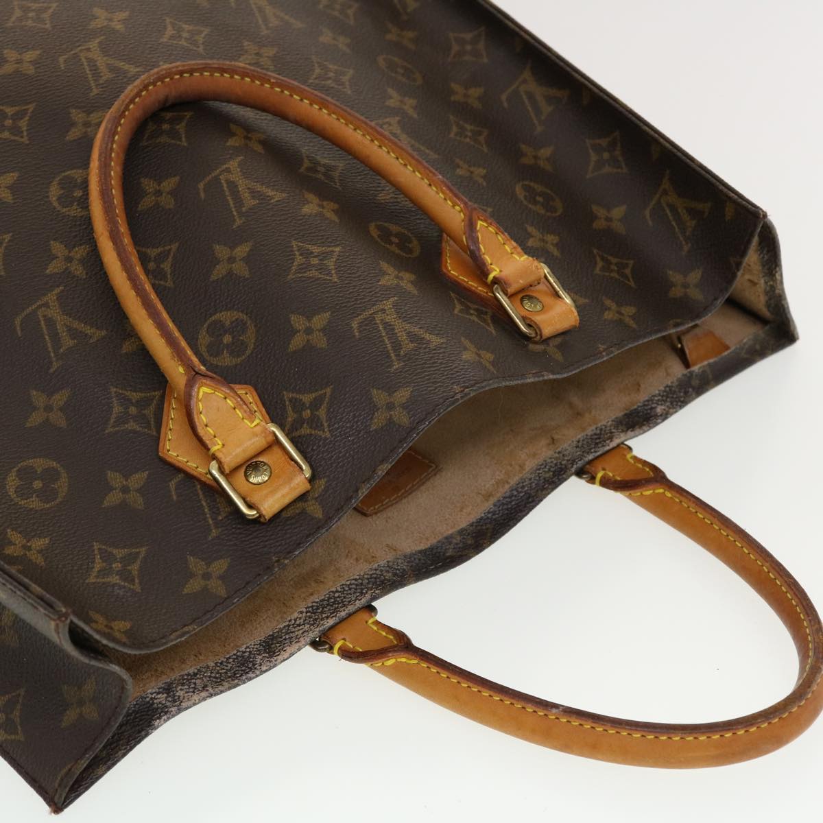 LOUIS VUITTON Monogram Sac Plat Hand Bag M51140 LV Auth 41284