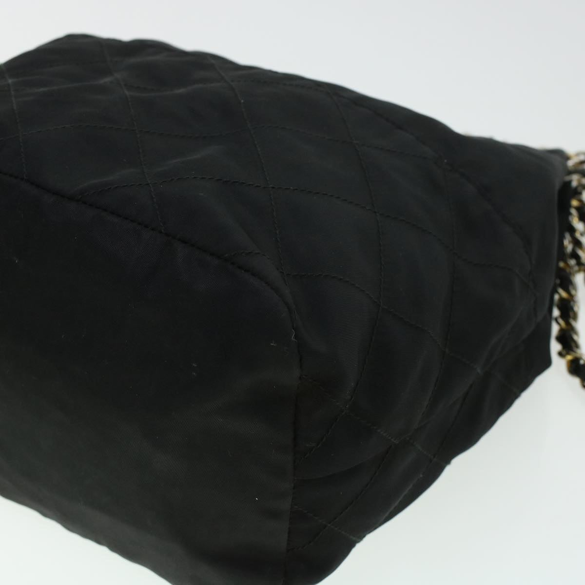 PRADA Quilted Chain Shoulder Bag Nylon Black Auth 41319