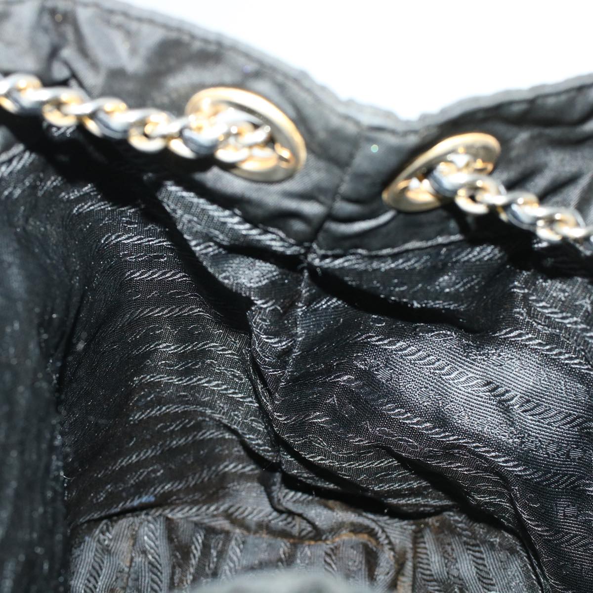 PRADA Quilted Chain Shoulder Bag Nylon Black Auth 41319