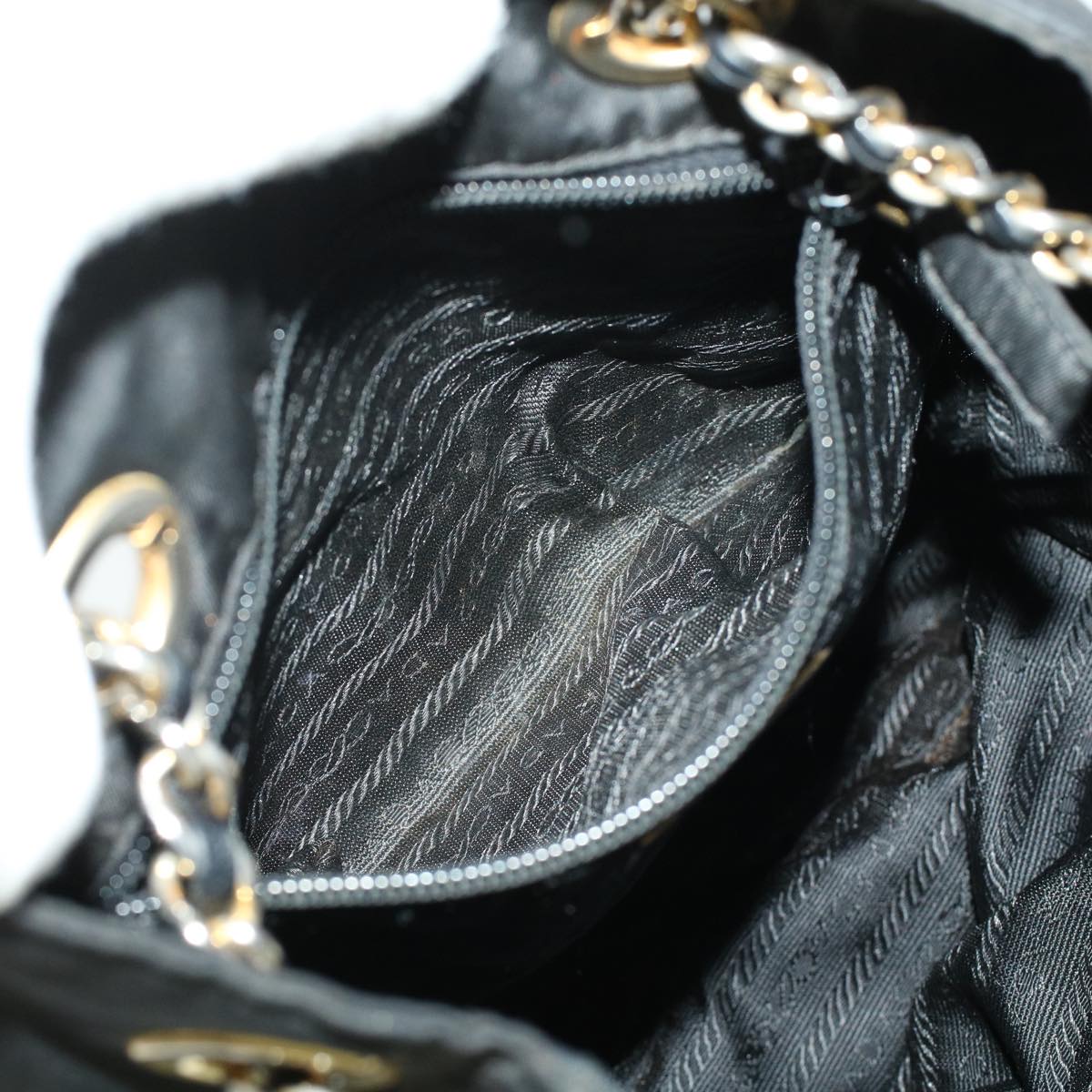 PRADA Quilted Chain Shoulder Bag Nylon Black Auth 41319