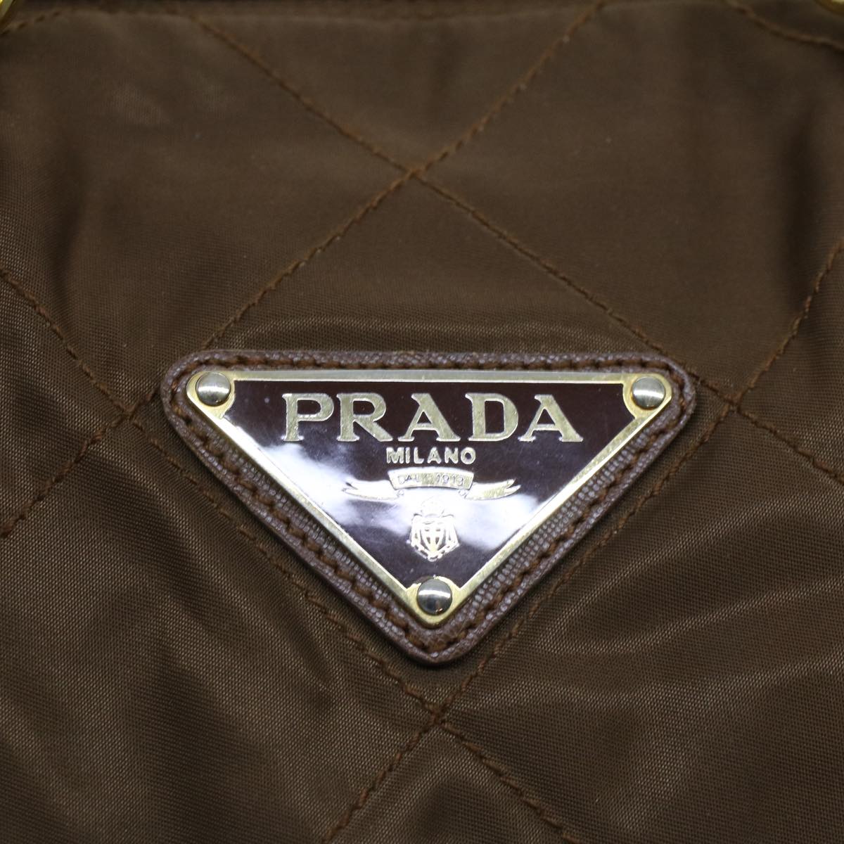 PRADA Quilted Chain Boston Bag Nylon Brown Auth 41328