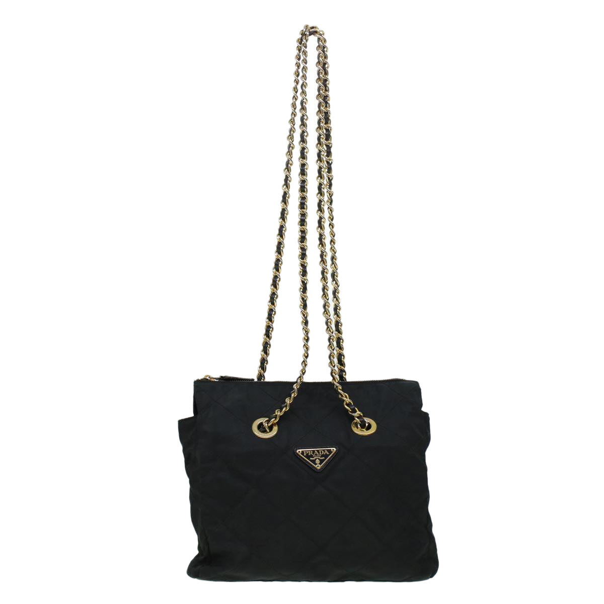 PRADA Quilted Chain Shoulder Bag Nylon Black Auth 41335