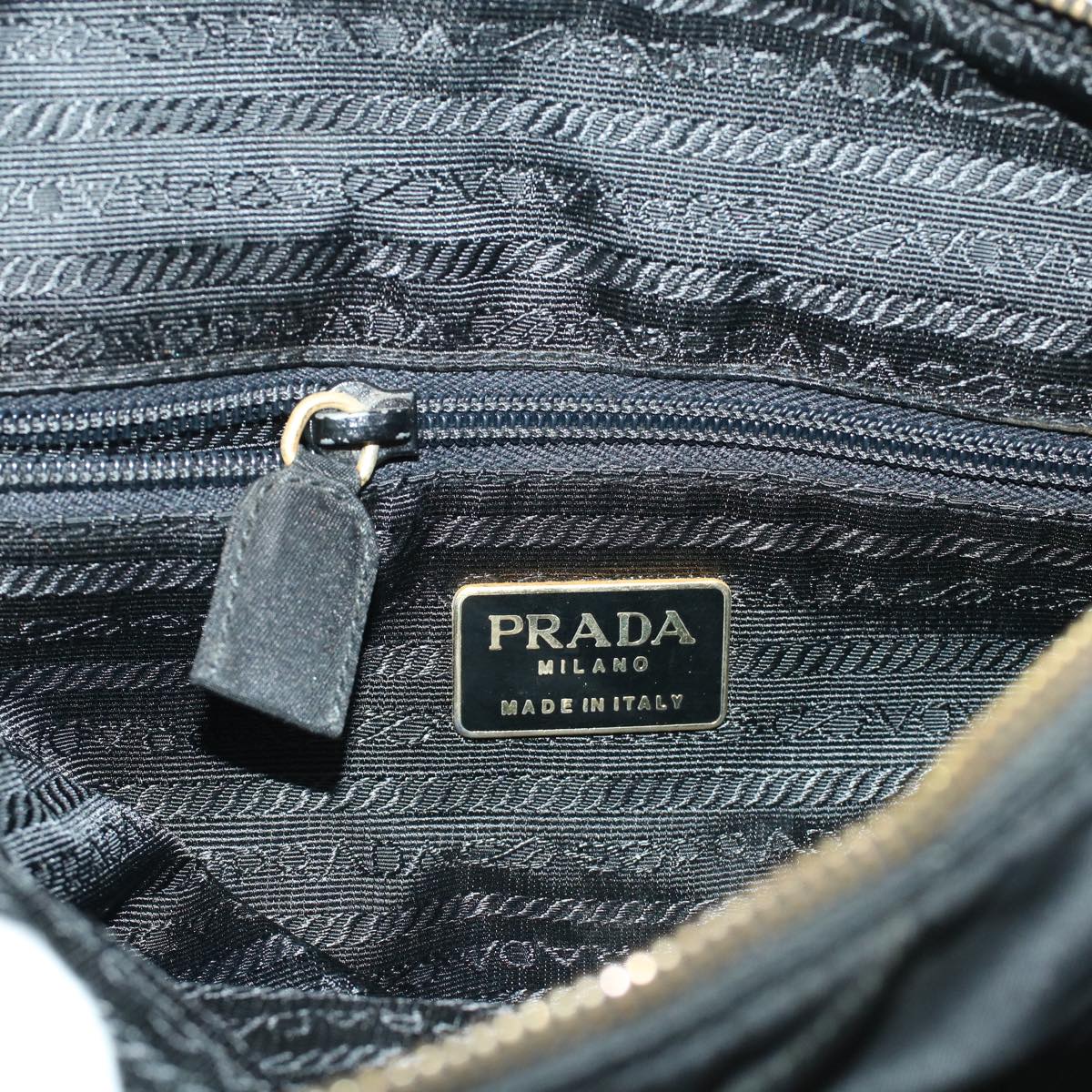 PRADA Quilted Chain Shoulder Bag Nylon Black Auth 41335